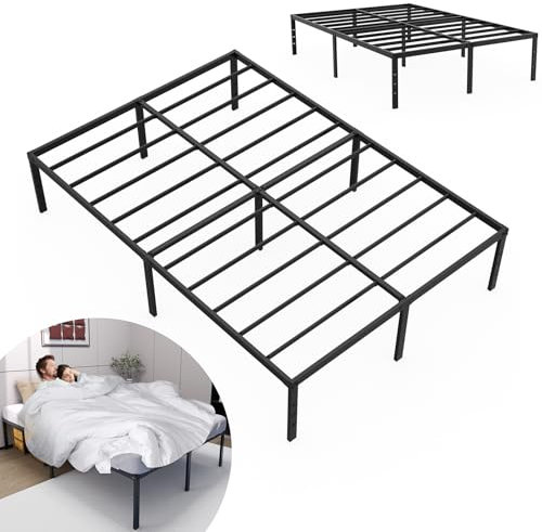 LZQ Plattformbett aus Metall Bettrahmen Metallbett Bettgestell Klappbar für Schlafzimmer Gästezimmer Umfangreicher Stauraum (140 x 200 cm)