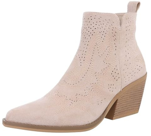 Ital Design Damen Stiefeletten mit Reißverschluss und Blockabsatz, spitze Form