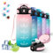 500ml Botella Motivacional con Pajita, A Prueba de Fugas, Botella Reutilizable con Marca de Tiempo, Botella de Agua para Agua, Café, Jugo, Té, Leche, Rosa-cian