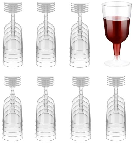 36 Pack Clear Plastic Wine Glasses - 206ml Plastic Wine Glass with Stem - Reusable Wine Cups Perfect for Parties & Weddings & Poolside & Outdoors & Camping