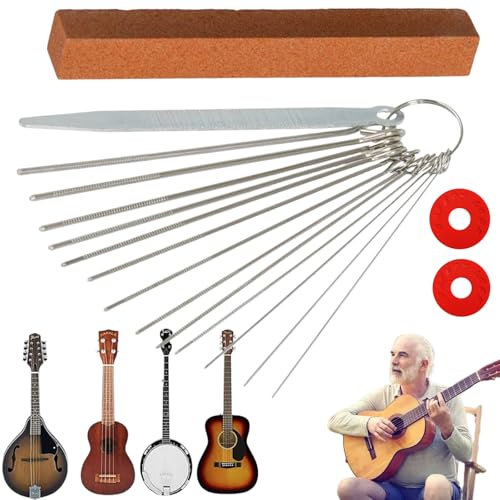 Lime Sillet Guitare,Lime à Guitare,Lime à Sillet Frettes pour Guitare,Outil de Ponçage de Guitare,Lime Plate de Guitare,Lime Sillet Guitare Electrique,Lime à Guitare en Acier Inoxydable de 13 Tailles