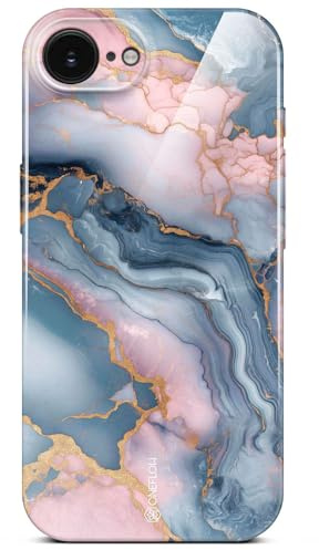 ONEFLOW Bliss Cover für iPhone 16e Hülle in Marmor Optik, Designer Case Handy Schutzhülle mit Kameraschutz, Muster Hardcase Glitzer Handyhülle marmoriert, Rosa Gold Grau