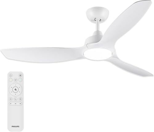 PHILIPS Fixed-Blade, Ventilatore a soffitto LED, 3 Pale da 132 cm, Bianco