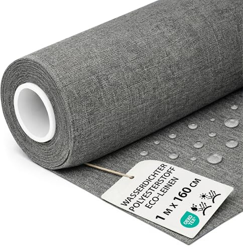 Polyesterstoff wasserdicht Stoff Meterware 1 m x 160 cm - markisenstoff markisenstoffe canvas und polsterstoff möbelstoff futterstoff segeltuch und vorhangstoff Grau Eco-leine oeko-tex