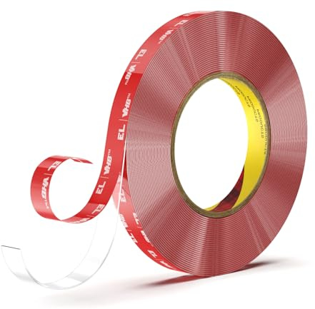 Elover Transparentes Doppelseitiges Klebeband VHB, 9.6m x 1cm | Hochfest, Hitzebeständig bis 90°C, Rückstandsfrei Abziehbar, Für Glas, Fliesen, Holz, Montage