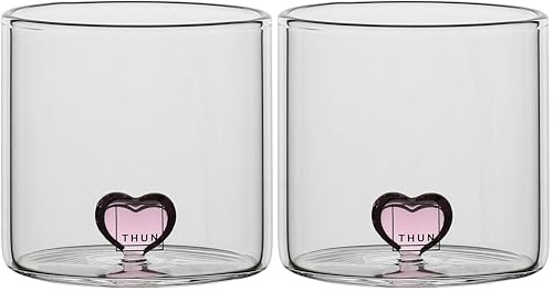 THUN - Set 2 bicchierini con cuore - vetro - Collezione Bomboniera - Ø 6 cm - 6.2 cm h (Confezione da 2)