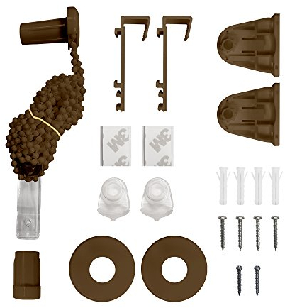 Victoria M. Ersatzteil-Set Komplett-Set für Klemmfix Doppelrollo, mit Klemmhalter, Scheiben, Walzenkapsel, Kettenzuggetriebe, Kunststoff & Metall, Dunkelbraun