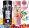 Mini Blender Rechargeable USB pour Smoothie, Milk-shake,Jus de fruits, Portable 350-420ml 6 Lames pour Sport et Voyage,Sans BPA,Noël Cadeau pour la Famille (Rose)