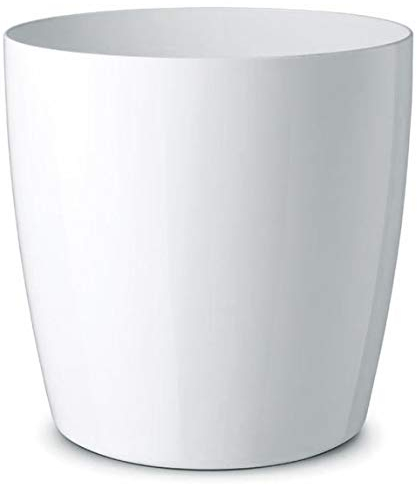 Floralo Teramo Übertopf 35cm Durchmesser x 34cm hoch weiß, glänzend, in den Boden eingelassene Rollen