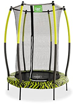 EXIT Toys Tiggy Junior Trampolin mit Sicherheitsnetz - ø140cm - Für Kleinkinder - Innen- und Außenbereich - Mit Gummibändern für sanftes Springen - Mit Fußschutzsystem - Schwarz/Grün