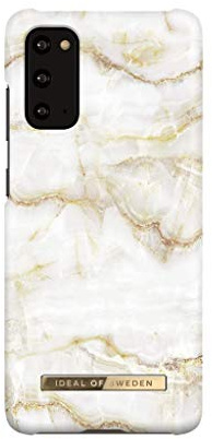 IDEA of Sweden Bedruckte Handyhülle, niedliches buntes Muster, schützende Abdeckung aus Hartplastik mit Mikrofaserfutter für das iPhone. Kompatibel mit Galaxy S20 (Golden Pearl Marble)