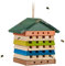 Relaxdays Insektenhotel, Wildbienen & Wespen, Nisthilfe m. Dach, Garten, Balkon, Bienenhotel HBT 19,5 x 18 x 14 cm, bunt