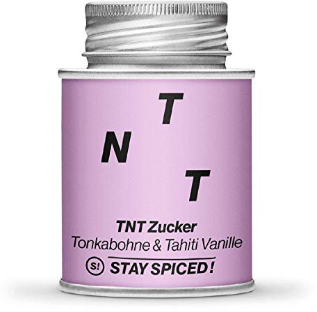 STAY SPICED ! TNT - Zucker - Tonkabohne Tahiti Vanille I Begeistert Spitzenköche und Feinschmecker I Verpackt in 170 ml Schraubdose