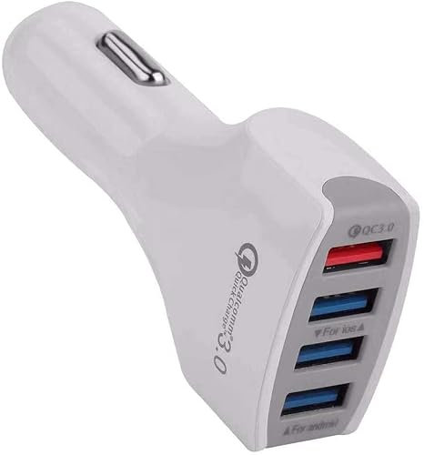 Chargeur de voiture USB rapide,Adaptateur USB 4 voies de qualité supérieure pour iPhone, Android, iPad,Détection intelligente et haute vitesse,Protection contre les surtensions