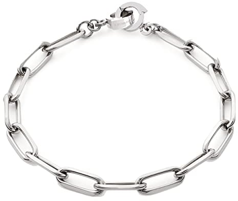 JEWELS BY LEONARDO Armband Clip & Mix Estrella • Arm-Kette aus silberbenem Edelstahl • aus ovalen Ketten-Gliedern im Chunky-Look • 19 cm Länge • Geschenk Damen Schmuck • 019747