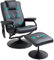 HOMCOM Swivel Recliner Chair and Footstool, Faux Leather Massage Recliner Armchair with Remote Control and Round Wrapped Base, Black