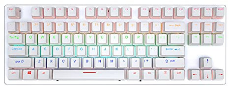 LJFLI Gaming Keyboard Mechanical Wired Green Axis Office Keyboard E-sports computer games,White