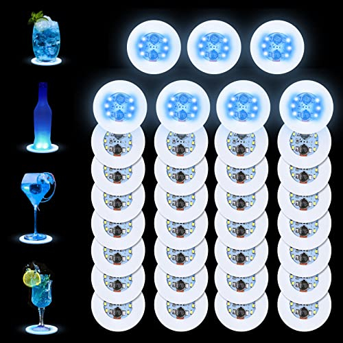 Lot de 35 dessous de verre à DEL, autocollants LED lumineux pour bar, dessous de verre, tunnel, bouteille, tapis de tasse pour bière, verre à vin, tapis de boisson, éclairage clignotant pour fête,