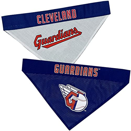 Pets First MLB Cleveland Guardians Wendbares Bandana für Hunde und Katzen, 2-seitiges Sportbandana, mit Premium-Stickerei-Logo, 2 Größen und alle MLB-Teams erhältlich (CLG-3217-S-M)