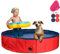 Robusta Piscina para Perros | Piscina Infantil | Piscina Plegable con válvula de desagüe | Antideslizante | Baño de Bolas para niños | Incl. Cepillo de baño y Kit de reparación - 100x30 (Rojo)