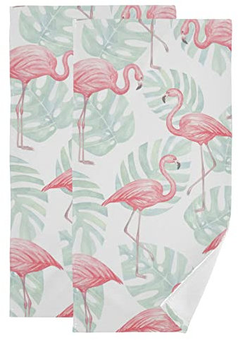 Flamingos Handtücher mit Aquarellmuster, sehr saugfähig, weiche Gästehandtücher, Badetücher für Yoga, Fitnessstudio, Spa, Hotel, Küche, 71,1 x 35,6 cm