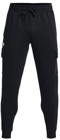 Under Armour Pantalon de Jogging Cargo UA Rival en Polaire, Noir/Blanc, S