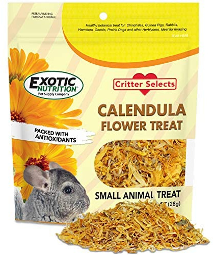 Calendula Flower Treat (1 oz.) - Healthy Natural Dried Flower Herbivore Treat - Chinchillas, Guinea Pigs, Rabbits, Prairie Dogs, Degus, Hamsters, Rats, Squirrels, Sugar Gliders & Other Small Pets