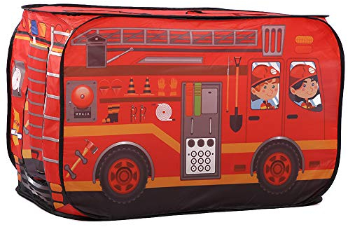 Feuerwehrzelt, Eiswagen, Polizist, Bus, Kinderzelt für Drinnen und Draußen, Schnell Aufgebautes Pop-up-Spielhauszelt, Faltbares Feuerwehrauto, Spielhaus für Kinder, Kleinkinder,(Feuerwehrauto)