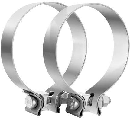 Vitonsbay 4.0 Inch Exhaust Clamp,4 Inch Narrow Exhaust Muffler Band Clamp Stainless Steel (2Pcs)