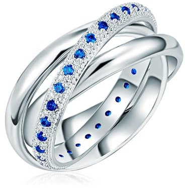 Lulu & Jane Damen Ring Messing silber Zirkonia blau Modeschmuckring