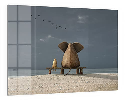 DEQORI Glas-Magnettafel | 120x90 cm groß | Motiv Tierische Freunde am Meer | Memo-Board aus Glas | Magnetboard inkl. Magnete, Stift & Tuch für Küche & Büro | Tafel magnetisch & beschreibbar