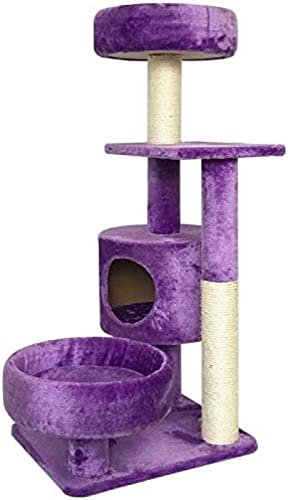 Kratzbaum Kratzbaumturm Katzenspielturm Kleines Katzenklettergerüst Katzennest Kratzbaum Katzensprungplattform Katzenkratzsäule Katzengreifer Klettergerüst Mit Nest Ganzjährig,Hibiskus Lila,Remark