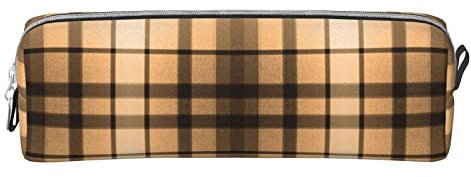 YINGD Federmäppchen, PU-Leder, Stifteetui, braun, kariert, für Schüler, Schreibwaren, Stiftehalter, Schreibtisch-Organizer, farbe, 7.7cm*7.7cm*20.5cm, Schulranzen-Set