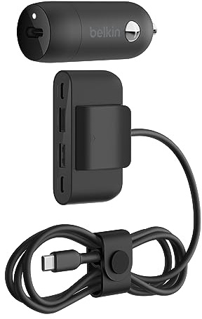 Belkin Boost Charge Kfz-Ladegerät, 30 W, kompaktes Design mit USB-C Power Delivery Port, 4-Port USB Power Extender, universelle Kompatibilität für iPhone 14, Galaxy S23, Note Serie und mehr – Schwarz
