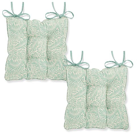 Harrison Cropper Seat Pads for Dining Chair William Morris Larkspur Chair Pads with Straps, Set of 2 (Duck Egg)