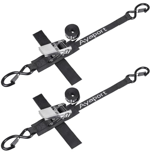 Ayaport Sangles d'arrimage de Bateau pour remorque (cliquet en Acier Inoxydable) 1,5 m, résistantes à la Rupture de 1 088,6 kg – Sangles à cliquet Robustes pour Bateau – Accessoires de remorque de
