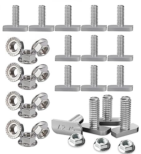 Tornillos de Cabeza de Martillo, 15Pcs Tornillo en T M8 con 15Pcs Tuercas de Brida de Acero Inoxidable para Invernadero, Riel de Montaje Fotovoltaico, Instalaciones Fotovoltaicas