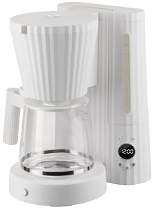 Alessi Plissé MDL14 W - Macchina per Caffè Filtrato di Design, Funzione di Avvio Automatico, in Resina Termoplastica, Spina Europea 1100 W, 150 cl, Bianco