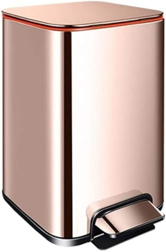 KRHINO Salon cuisine Corbeille à papier, poubelle, poubelle, poubelle en or Rose, poubelle à pédale, poubelle domestique silencieuse Salle de bain (Color : Rose Gold, Size : 13L)