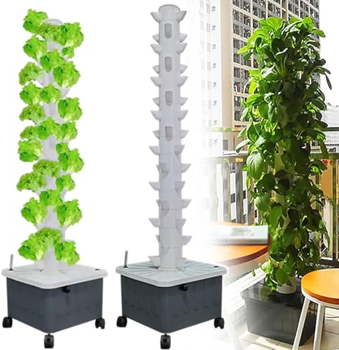 aallwwsso Tower Garden Hydroponic Growing System, 45-Pflanzen Vertical Garden Planter, Indoor Garden Kit einschließlich beweglichen Wassertank und Pumpe (Keine Setzlinge enthalten)