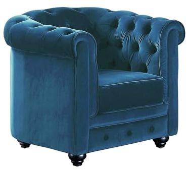 Vente-unique-Poltrona CHESTERFIELD in velluto Verde petrolio