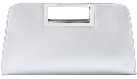 VASCHY Clutch Damen, Mode Schultertasche ELegant Handtasche Umhängetasche Vegan Leder Wristlet Clutch Crossbody für Hochzeit Freizeit Party Silbrig