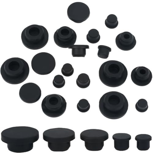 GORGECRAFT 20PCS 5 Sizes 12/14/17/20/24mm Inner Diameter Silicone Salt and Pepper Shaker Stoppers Reusable Black Replacement End Plug Insert Bottle Inner Plugs for Cosmetic Glass Bottle Pipes