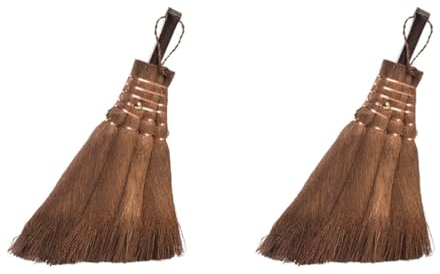 minkissy 2pcs Whisk Sweeping Grass Broom Mini Broom Natural Whisk Hand Broom Mini Straw Broom Whisk Broom Mini Sweep Cleaner Hand Handle Broom Floor Cage Cleaner Sweeper Manual Wooden