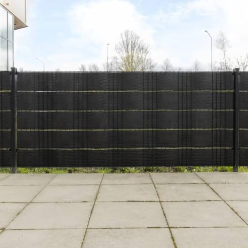vidaXL Balkon Sichtschutz 5 STK., Balkonbespannung Rattan-Optik, Sonnenschutz Windschutz für Terrasse Garten, Balkonverkleidung Balkonabdeckung, Schwarz 255x19cm Poly Rattan
