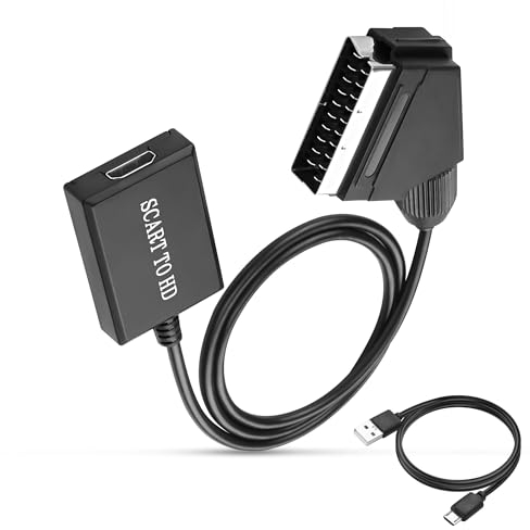 XMSJSIY Cable convertidor de euroconector a HDMI 1080P/720P euroconector analógico a digital HDMI hembra, adaptador convertidor de audio HD para CRT/VHS/DVD CVBS Play -0.7 m