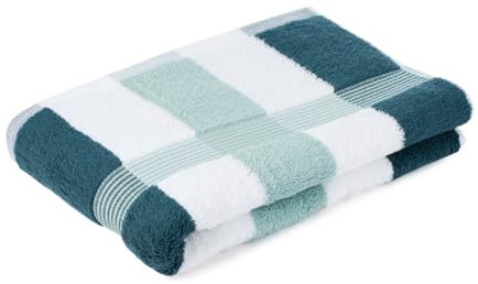 liebling Duschtuch, 100% hochwertige Baumwolle, Serie Miami, 70 x 140 cm, waschbar & trocknergeeignet, Farbe: Petrol/weiß/Mint