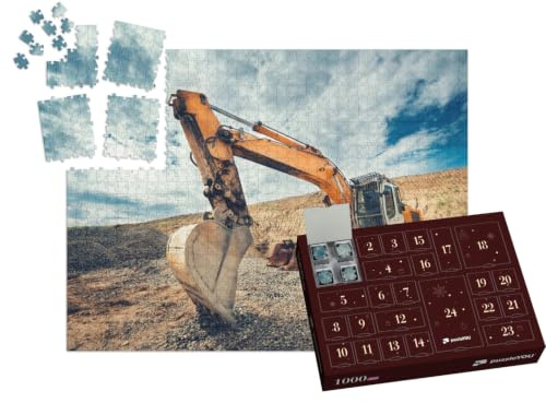 puzzleYOU: Puzzle-Adventskalender | „Nahaufnahme eines Industriebaggers auf Einer Baustelle“ – aus der Puzzle-Kollektion Bagger