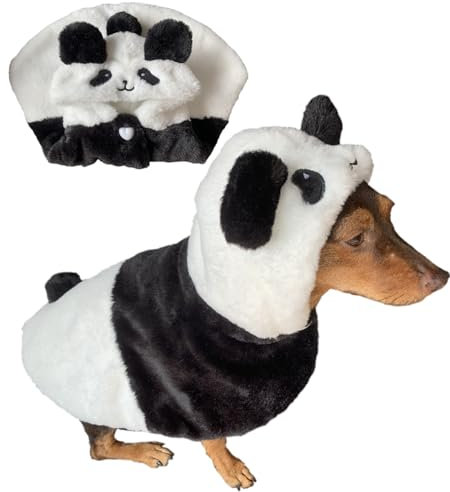YQYS Dog Cat Halloween Costumes Warm Plush Poncho for Small Dogs Kitten Halloween Outfit Costums for Teacup Dog Puppy Clothes for Chihuahua Yorkie Maltese Min Pin Pomeranian Poodle Black Panda Medium