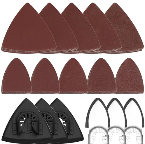QWORK® 156Pcs Oscillating Tool Sanding Papers, Triangle Sanding Pads, Finger Sanding Pads, for Wood, Plaster